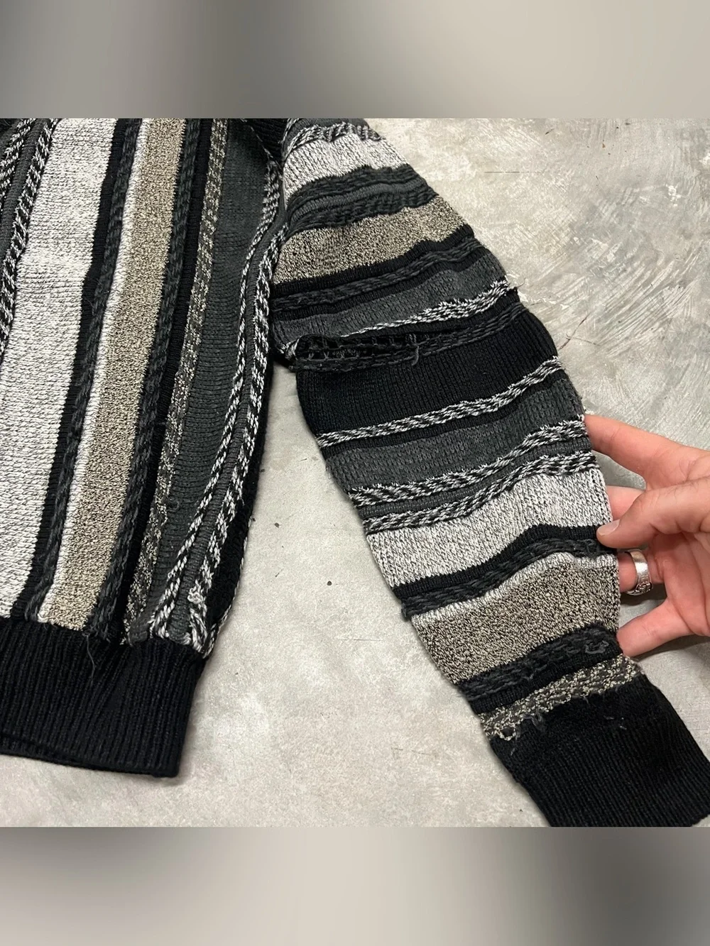 Vintage Cardigan Mens Large Knit Acrylic 80s 90s Retro Sweater John Blair Coogi